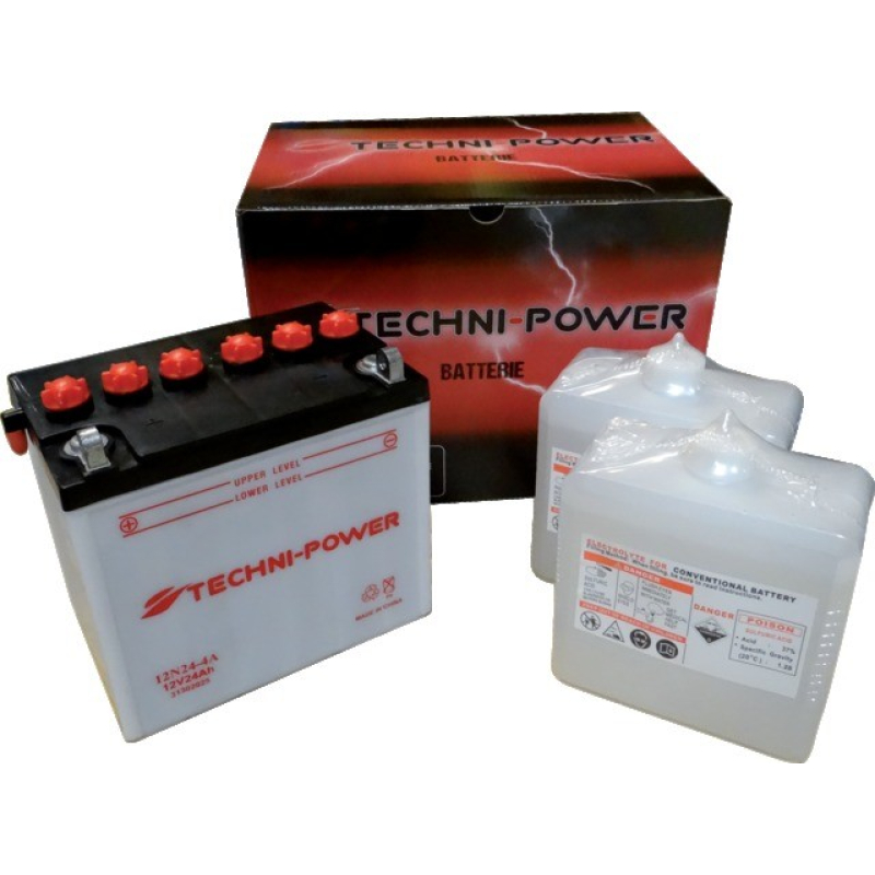 Batterie Plomb 12V 24Ah (186x125x176) +G Démarrage Moto