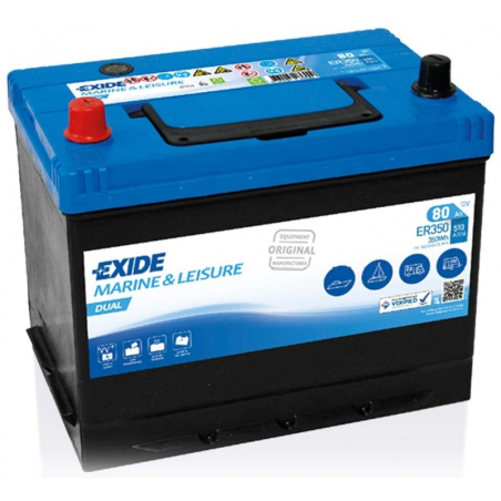 Batterie plomb dual purpose 12V 80Ah Exide ER350