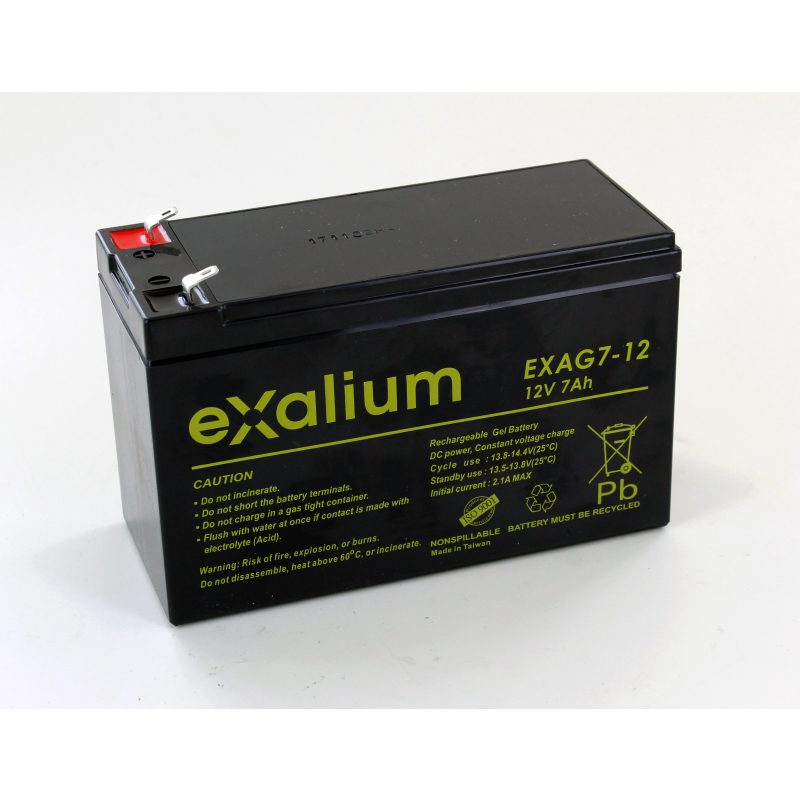 Cardboard 5 battery lead Gel 12V 7Ah EXALIUM (EXAG7 - 12)