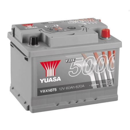 Batterie plomb demarrage 12V 60Ah 640A +D YUASA YBX5075
