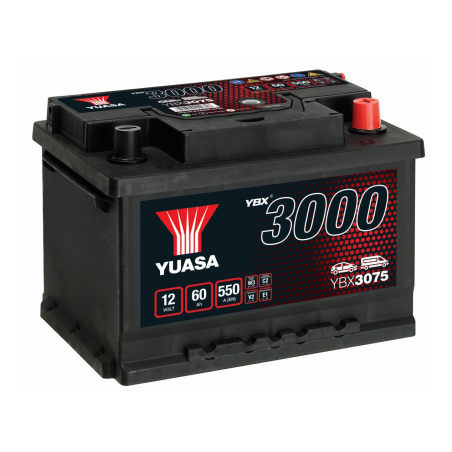 Batterie plomb demarrage 12V 60Ah 550A +D YUASA YBX3075