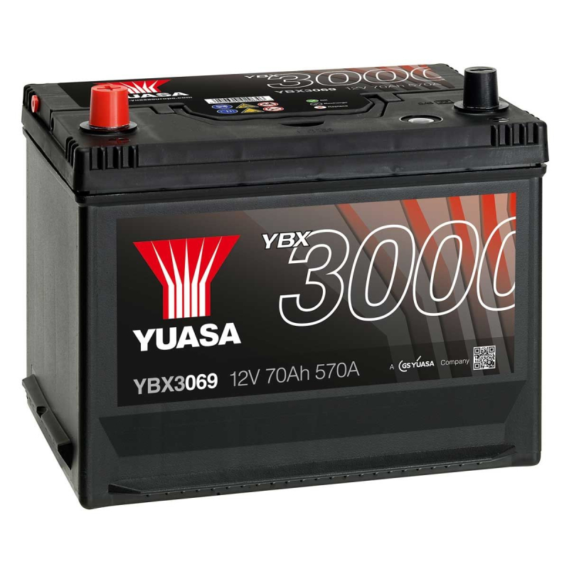 Batterie plomb démarrage 12V 72Ah 630A +G SMF Yuasa YBX3069