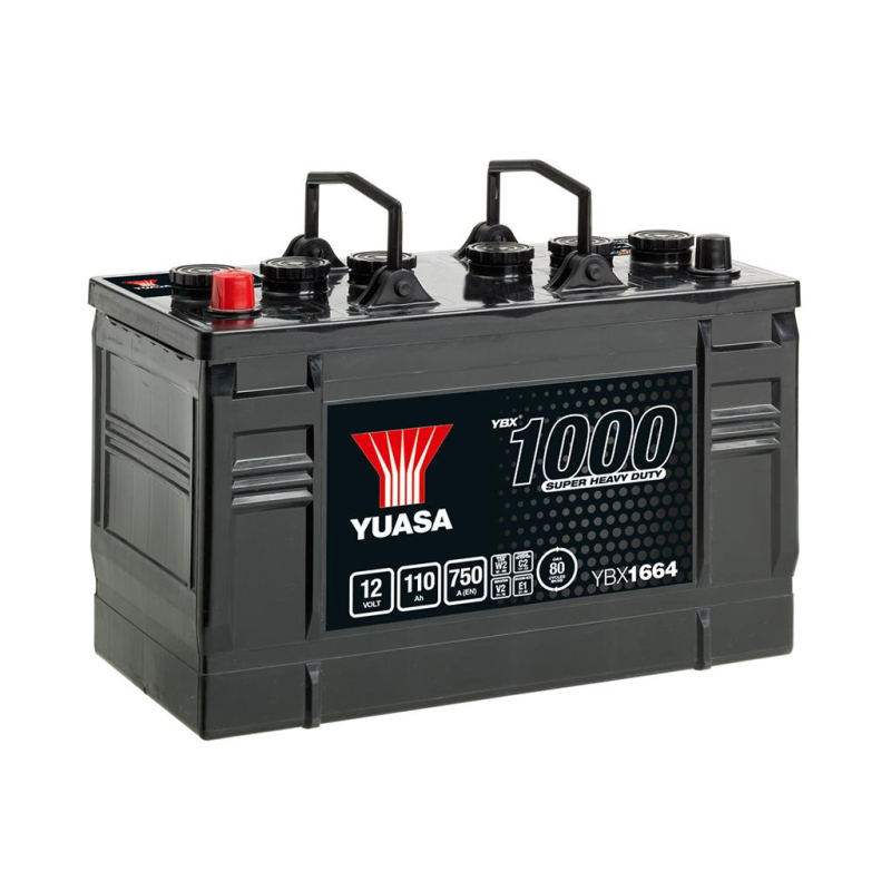 Batterie plomb démarrage 12V 110Ah 750A +G YBX1664 Yuasa Super HD