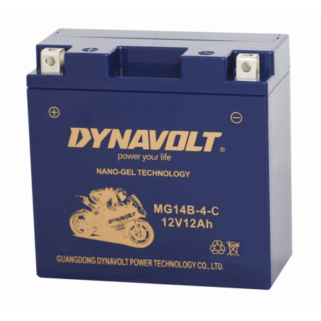 Batterie démarrage Moto plomb nano gel 12V 12Ah étanche MG14B-4-C Dynavolt