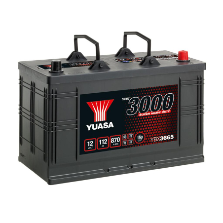 Batterie plomb démarrage 12V 112Ah 870A +D HD SMF Yuasa YBX3665