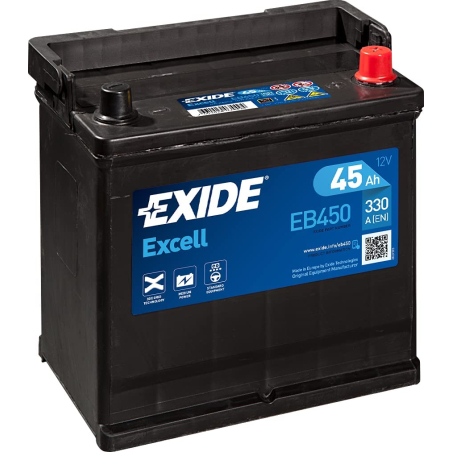 Batterie plomb demarrage 12V 45Ah 330A Exide EB450
