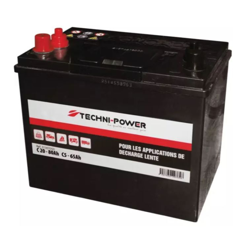 Batterie plomb 12V 80Ah deep cycle double borne +G