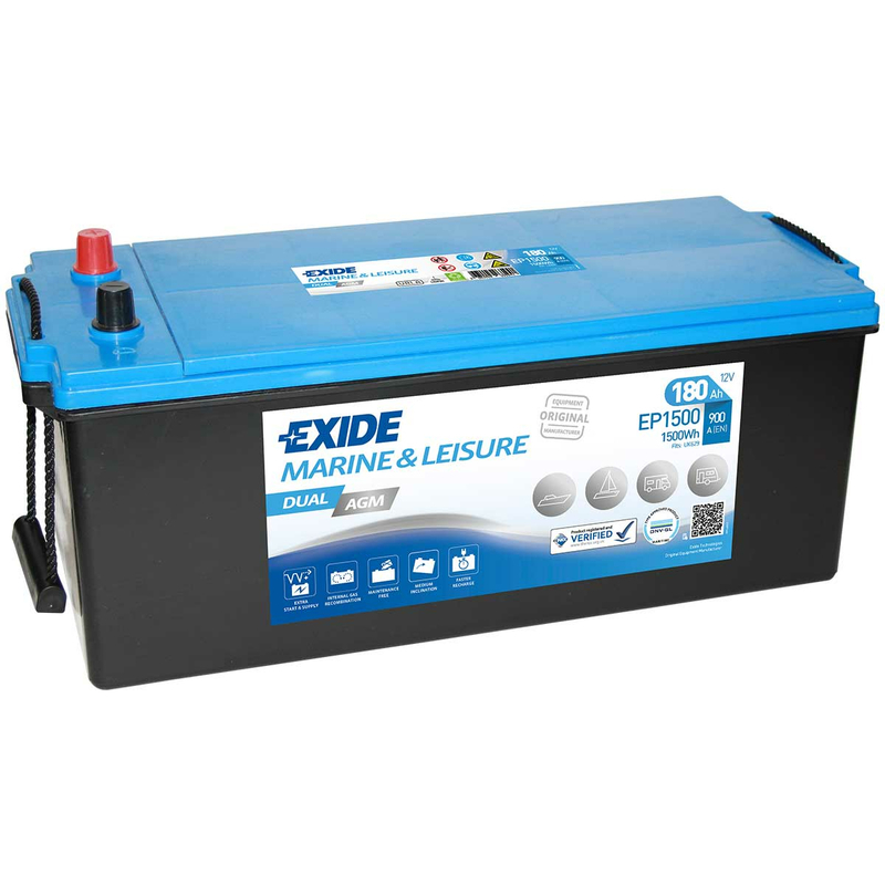 Dual purpose AGM 12V 180Ah EP1500 Exide lead-acid battery