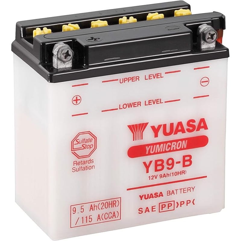 Batterie plomb moto 12V 9.5Ah 115A +G Yuasa YB9-B