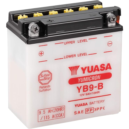 Batterie plomb moto 12V 9.5Ah 115A +G Yuasa YB9-B
