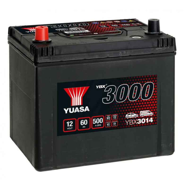 Batterie démarrage plomb 12V 60Ah 500A SMF Yuasa YBX3014