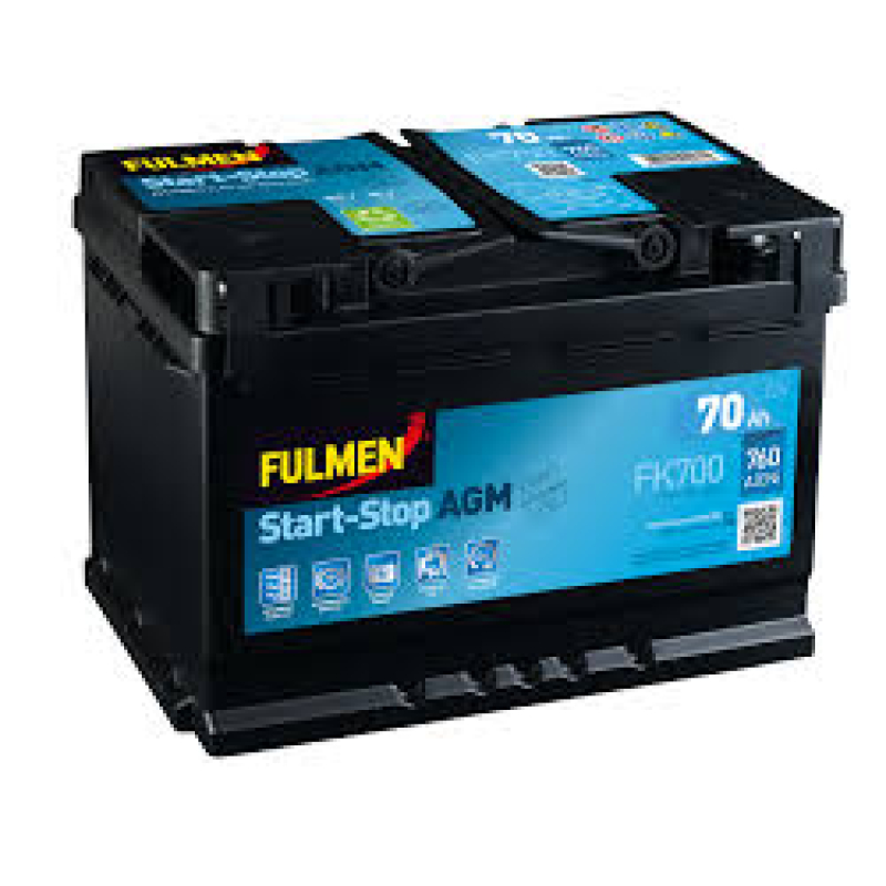 Batterie plomb démarrage Start Stop 12V 70Ah 760A AGM FK700 Fulmen