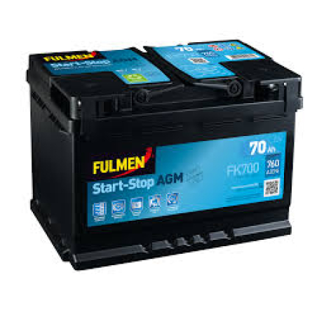 Batterie plomb démarrage Start Stop 12V 70Ah 760A AGM FK700 Fulmen