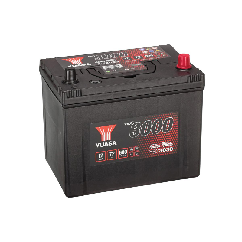 Batterie plomb démarrage 12V 72Ah 630A Bac JIS +D Yuasa YBX3030