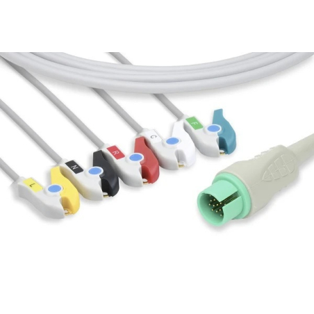 Cavo ECG 5 derivazioni pinza compatibile Spacelab 12pin
