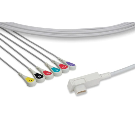 Set 6 derivazioni bottone compatibili con Schiller / Physio-Control