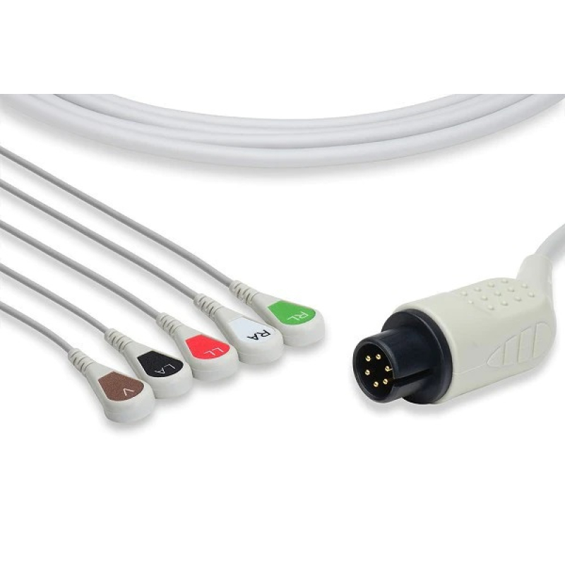 Cavo monopezzo ECG IEC a 5 fili con finitura a pressione per BSM7102 NIHON KOHDEN