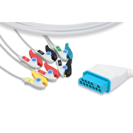 6-Way Clip One-Piece ECG Cable for Lifescope NIHON KOHDEN